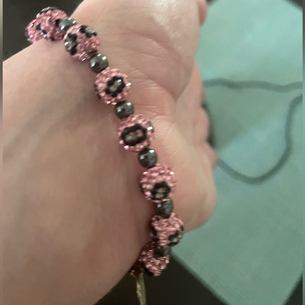 Erimish Pink Leopard Stretch Bracelet.